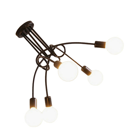 Modern Chandelier Ceiling Light Fixture Industrial Wrought Iron Study Bedroom Living Room Lamp Black 110V 3 Light Colors
