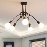 Modern Chandelier Ceiling Light Fixture Industrial Wrought Iron Study Bedroom Living Room Lamp Black 110V 3 Light Colors
