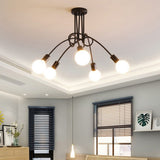 Modern Chandelier Ceiling Light Fixture Industrial Wrought Iron Study Bedroom Living Room Lamp Black 110V 3 Light Colors