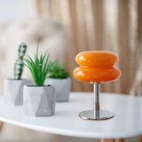 Glass Macaron Table Lamp Kids Bedside Lamp USB Three Color Dimmable Table Lamps for Bedroom Orange