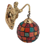 Turkish Wall Sconce Glass Iron 60W E27 E26 Hardwired Decorative Mosaic Wall Lamp for Living Room Bedroom