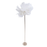 Ostrich Plume Floor Lamp Iron Art 61 Inch LED USB Stepless Dimmable Modern Decorative Standing Lamp for Bedside Living Room White