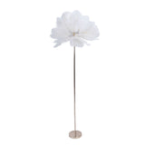 Ostrich Plume Floor Lamp Iron Art 61 Inch LED USB Stepless Dimmable Modern Decorative Standing Lamp for Bedside Living Room White