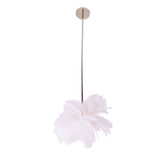 Ostrich Plume Floor Lamp Iron Art 61 Inch LED USB Stepless Dimmable Modern Decorative Standing Lamp for Bedside Living Room Pink