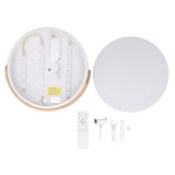 LED Flush Mount Ceiling Light 2000LM 3000K 4000K 6000K Dimmable Round Wood LED Ceiling Light with Remote 110-265V