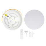 LED Ceiling Light Iron Wood PC Dimmable Round Flush Mount Modern Ceiling Light Fixture with APP Remote Control for Bedroom Hallway 40cm/15.7in