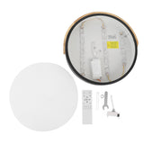 LED Ceiling Light Iron Wood PC Stepless Dimmable Round Flush Mount Modern Ceiling Light Fixture with Remote Control for Bedroom Hallway