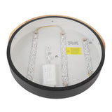 LED Ceiling Light Iron Wood PC Stepless Dimmable Round Flush Mount Modern Ceiling Light Fixture with Remote Control for Bedroom Hallway
