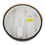 LED Ceiling Light Iron Wood PC Stepless Dimmable Round Flush Mount Modern Ceiling Light Fixture with Remote Control for Bedroom Hallway