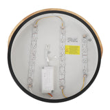 LED Ceiling Light Iron Wood PC Stepless Dimmable Round Flush Mount Modern Ceiling Light Fixture with Remote Control for Bedroom Hallway