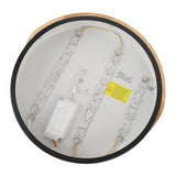LED Ceiling Light Iron Wood PC Stepless Dimmable Round Flush Mount Modern Ceiling Light Fixture with Remote Control for Bedroom Hallway