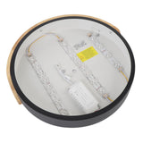 LED Ceiling Light Iron Wood PC Stepless Dimmable Round Flush Mount Modern Ceiling Light Fixture with Remote Control for Bedroom Hallway