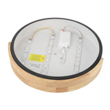 LED Ceiling Light Iron Wood PC Stepless Dimmable Round Flush Mount Modern Ceiling Light Fixture with Remote Control for Bedroom Hallway
