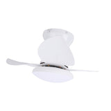Ceiling Fan Light Flush Mount 25in Small Dimmable LED 6 Speed Quiet DC Motor for Patio Kitchen Bedroom White