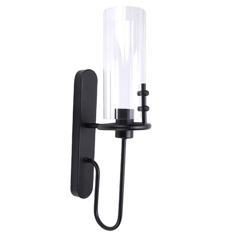 Black Wall Sconce Light Modern Indoor Wall Light Fixture with Clear Glass Shade for Dining Room Coffee Shop Hotel Bedroom Living Room Hallway