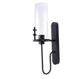 Black Wall Sconce Light Modern Indoor Wall Light Fixture with Clear Glass Shade for Dining Room Coffee Shop Hotel Bedroom Living Room Hallway