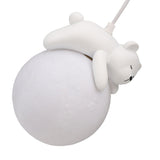 Bear Moon Pendant Lamp 3D Moon Pendent Light Ceiling Hanging Lamp for Bedroom Children Room