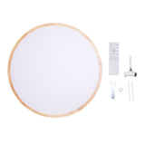 LED Flush Mount Ceiling Light Wooden 3000K to 6500K Dimmable Round Ceiling Light Fixture with Remote Control for Bedroom Kitchen 30cm/11.8in