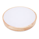 LED Flush Mount Ceiling Light Wooden 3000K to 6500K Dimmable Round Ceiling Light Fixture with Remote Control for Bedroom Kitchen 30cm/11.8in