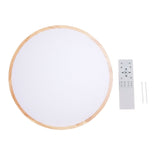 LED Flush Mount Ceiling Light Wooden 3000K to 6500K Dimmable Round Ceiling Light Fixture with Remote Control for Bedroom Kitchen 40cm/15.7in