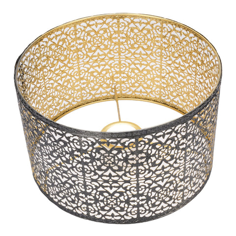 Metal Lampshade E14 E27 Iron Hollow Out Modern Decorative Cylinder Lamp Shade for Table Wall Ceiling Lamp Black and Gold