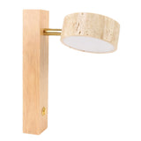 Rotating Stone Wall Sconce with Switch LED Warm Light Adjustable Angle Rustic Industrial Wall Lamp for Bedside Reading Original Wood Color In Australia - Darrahopens