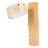 Rotating Stone Wall Sconce with Switch LED Warm Light Adjustable Angle Rustic Industrial Wall Lamp for Bedside Reading Original Wood Color