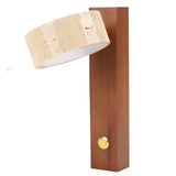 Rotating Stone Wall Sconce with Switch LED Warm Light Adjustable Angle Rustic Industrial Wall Lamp for Bedside Reading Walnut Color