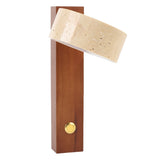 Rotating Stone Wall Sconce with Switch LED Warm Light Adjustable Angle Rustic Industrial Wall Lamp for Bedside Reading Walnut Color