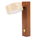 Rotating Stone Wall Sconce with Switch LED Warm Light Adjustable Angle Rustic Industrial Wall Lamp for Bedside Reading Walnut Color