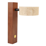 Rotating Stone Wall Sconce with Switch LED Warm Light Adjustable Angle Rustic Industrial Wall Lamp for Bedside Reading Walnut Color