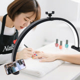 LED Desk Half Moon Light Black 3 Color Modes 10 Brightness Levels 28 Inch Professional Nail Desk Lamp with Phone Holder for Salon US Plug