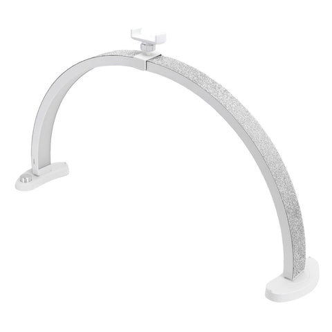 28 Inch LED Nail Table Lamp with Phone Stand Rhinestone Decor Foldable Arch Half Moon Desk Light for Manicure Salon White EU Plug