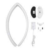 28 Inch LED Nail Table Lamp with Phone Stand Rhinestone Decor Foldable Arch Half Moon Desk Light for Manicure Salon White EU Plug