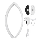 28 Inch LED Nail Table Lamp with Phone Stand Rhinestone Decor Foldable Arch Half Moon Desk Light for Manicure Salon White GB Plug In Australia - Darrahopens
