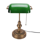 Green Glass Bankers Desk Lamp Retro Antique Library Lamp with Pull Chain Switch Plug in Fixture EU Plug 220V In Australia - Darrahopens