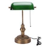 Green Glass Bankers Desk Lamp Retro Antique Library Lamp with Pull Chain Switch Plug in Fixture EU Plug 220V In Australia - Darrahopens