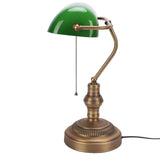 Green Glass Bankers Desk Lamp Retro Antique Library Lamp with Pull Chain Switch Plug in Fixture EU Plug 220V