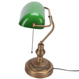 Green Glass Bankers Desk Lamp Retro Antique Library Lamp with Pull Chain Switch Plug in Fixture EU Plug 220V
