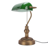 Green Glass Bankers Desk Lamp Retro Antique Library Lamp with Pull Chain Switch Plug in Fixture EU Plug 220V