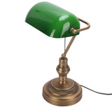 Green Glass Bankers Desk Lamp Retro Antique Library Lamp with Pull Chain Switch Plug in Fixture EU Plug 220V