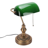 Green Glass Bankers Desk Lamp Retro Antique Library Lamp with Pull Chain Switch Plug in Fixture EU Plug 220V
