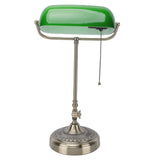 Vintage Desk Lamp Plug In Table Lamp with Green Glass Shade Pull Chain Switch for Home Bedroom Study Room EU Plug 220V