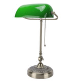 Vintage Desk Lamp Plug In Table Lamp with Green Glass Shade Pull Chain Switch for Home Bedroom Study Room EU Plug 220V