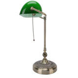 Vintage Desk Lamp Plug In Table Lamp with Green Glass Shade Pull Chain Switch for Home Bedroom Study Room EU Plug 220V