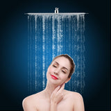 16"x16" Square Stainless Steel Top Rainfall Shower Head Bathroom Sprayer