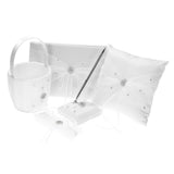 5pcs/set White Wedding Supplies Satin Flower Girl Basket + Ring Bearer Pillow + Guest Book + Pen Holder + Bride Garter Set In Australia - Darrahopens