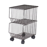 Movable Iron Storage Shelf 2 Layer Tier Drying Mesh Basket Metal Rack with Wheels Storing Fruit Vegetable Toys Space Saving Organizer for Kitchen Living Room Table In Australia - Darrahopens