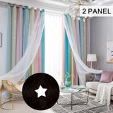 Star Curtains Stars Blackout Curtains for Kids Girls Bedroom Living Room Colorful Double Layer Star Window Curtains, 2 Panels (53''W x 108''L，Pink)