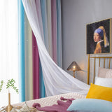 Star Curtains Stars Blackout Curtains for Kids Girls Bedroom Living Room Colorful Double Layer Star Window Curtains, 2 Panels (53''W x 108''L，Purple)